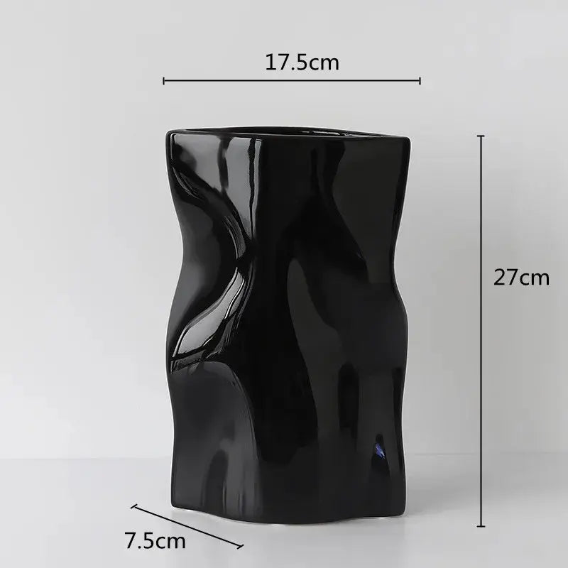 Ceramic Vase Pleated Irregular Fold Pattern Flower Arrangement Hydroponics Home Decoration Accessories Vases Pots LAVIVA