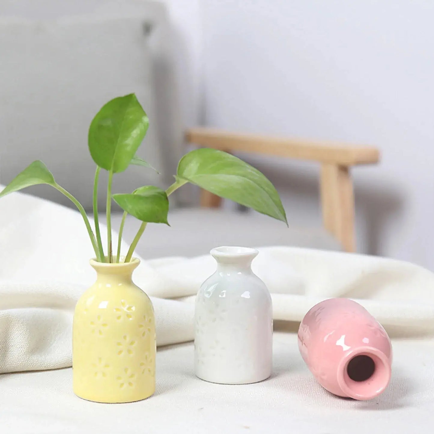 Ceramic Flower Vase Pot Hydroponic Bottle Creative Vase for Plants Office Desktop Ornament Home Room Decor Garden Flowerpot LAVIVA