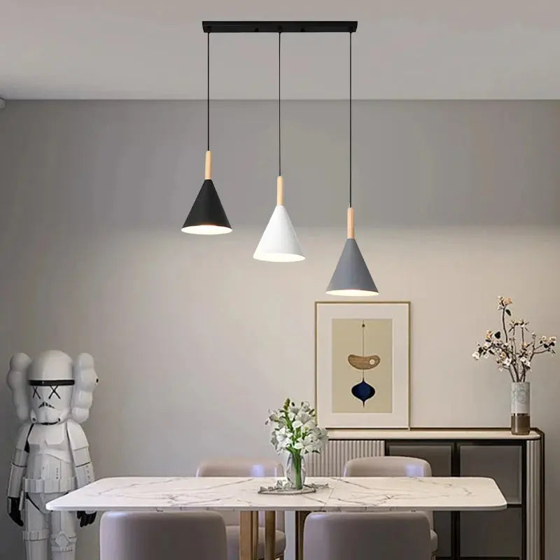 Restaurant Chandelier Nordic Simple Modern Macaron Color LED Iron Lamp Bar Dining Room Table Lamp E27 Bulb LAVIVA