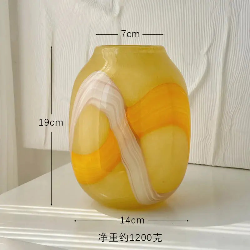 Colorful Striped Glass Vase Desktop Flower Arrangement Ornament Artistic Flowers Vessels Hydroponic Vase Dried Flower Vases LAVIVA