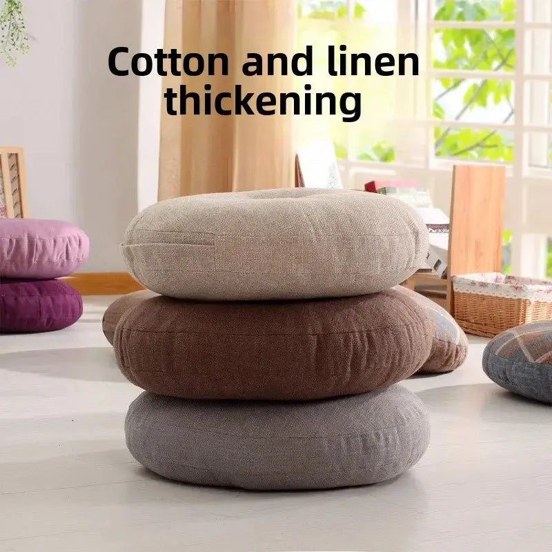 40cm Linen Seat Cushion Soft Cotton Filling Thicken Sofa Balcony Back Pillow Hip Protective Circular Home Office Chair Car Seat LAVIVA