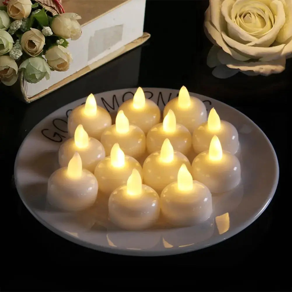 12pcs Floating Candle Lights LED Electronic Candles Battery Powered Float on Water Tealight For Christmas Wedding Party Decor LAVIVA