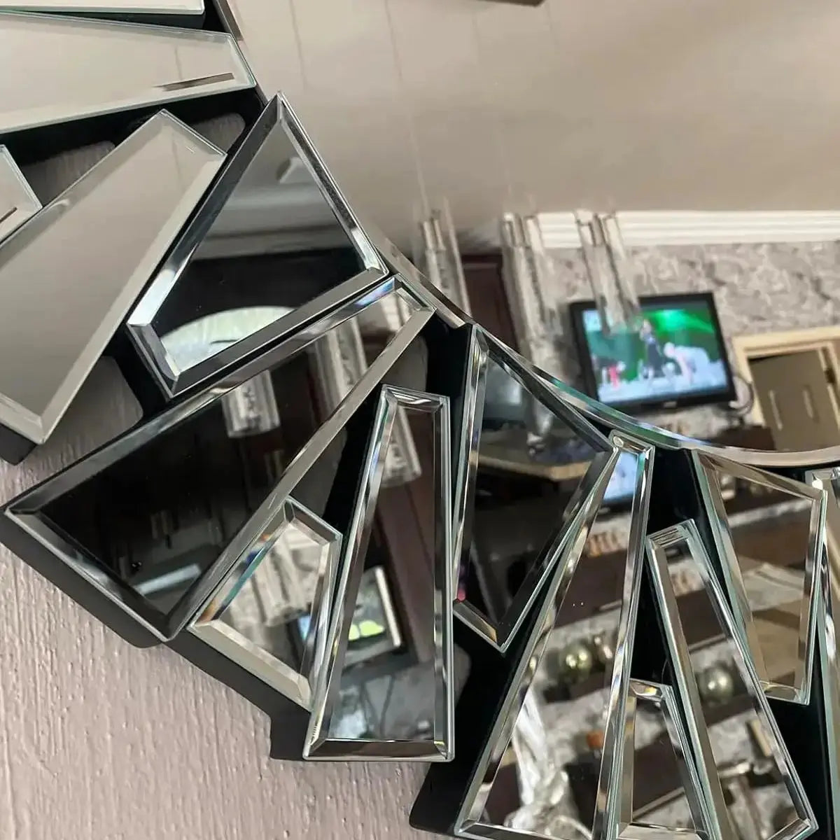 Unique Sunburst Decorative Wall Mirror Round 800MM Silver Beveled Glass Accent Mirrors Bathroom LAVIVA