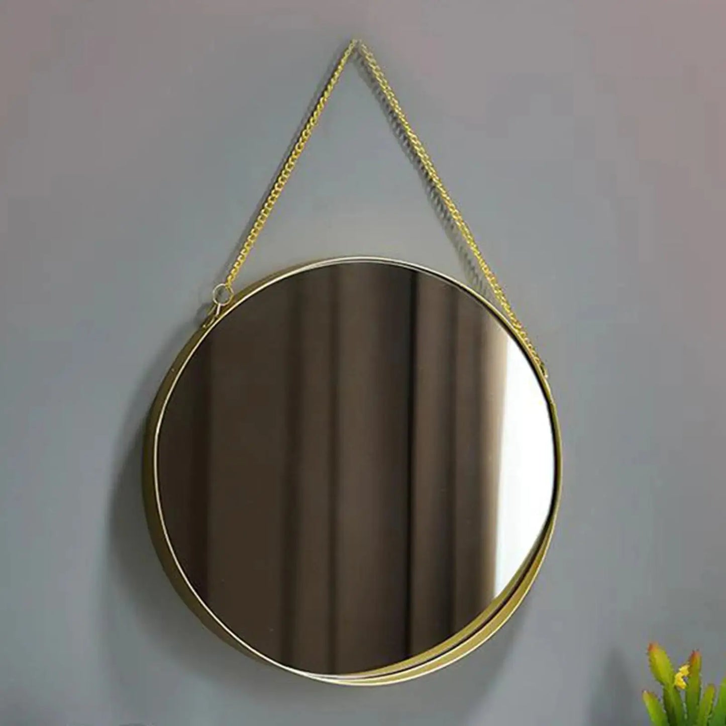 Wall Hanging Mirror Round Wall Mirror for Makeup Dressing Room Golden for Wardrobe LAVIVA