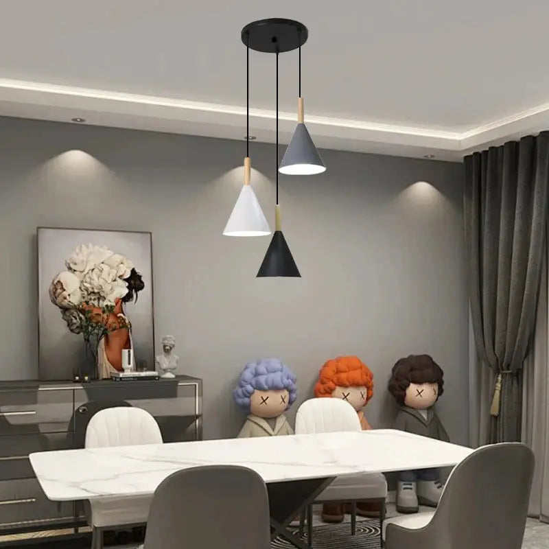 Restaurant Chandelier Nordic Simple Modern Macaron Color LED Iron Lamp Bar Dining Room Table Lamp E27 Bulb LAVIVA