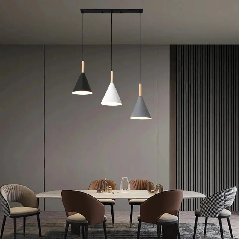 Restaurant Chandelier Nordic Simple Modern Macaron Color LED Iron Lamp Bar Dining Room Table Lamp E27 Bulb LAVIVA