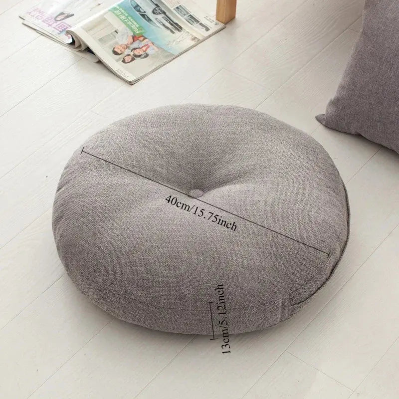 40cm Linen Seat Cushion Soft Cotton Filling Thicken Sofa Balcony Back Pillow Hip Protective Circular Home Office Chair Car Seat LAVIVA