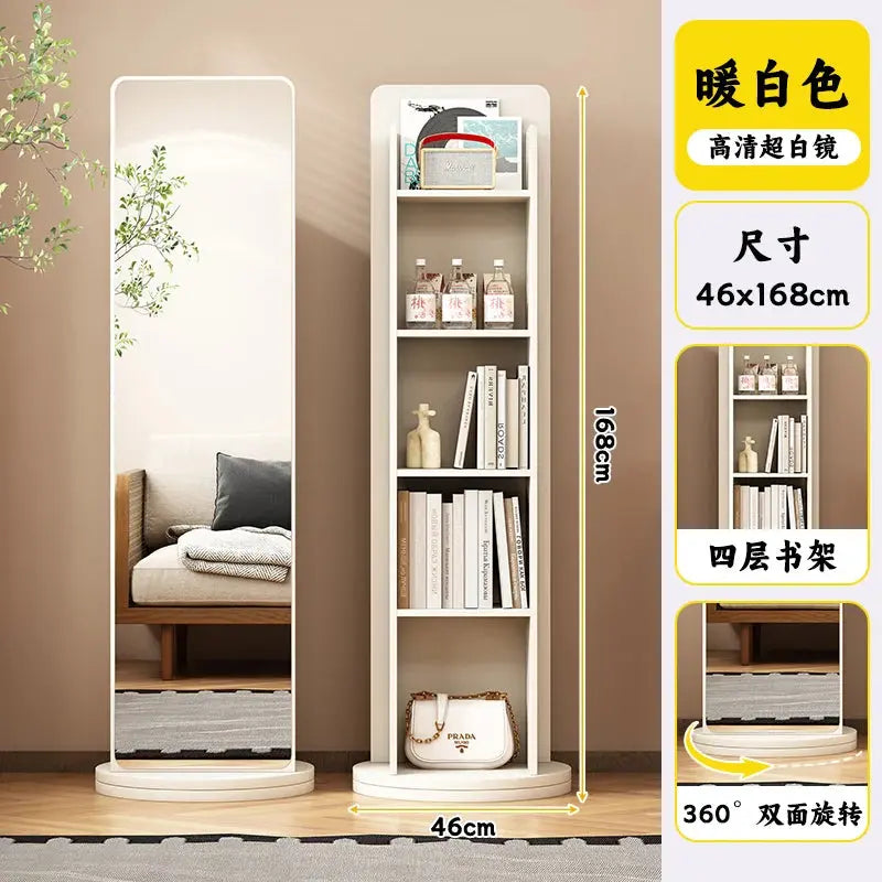 Rotating full-length mirror Full-body floor mirror Household magazine bookshelf Rotating storage integrated fitting mirror Verti LAVIVA