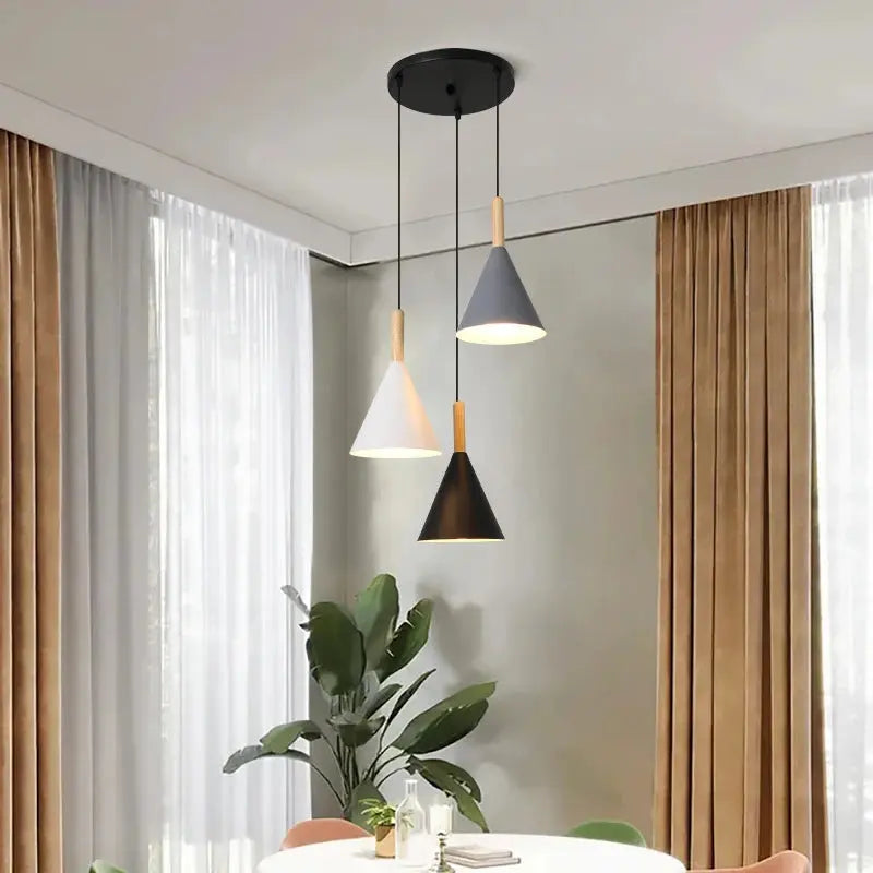 Restaurant Chandelier Nordic Simple Modern Macaron Color LED Iron Lamp Bar Dining Room Table Lamp E27 Bulb LAVIVA