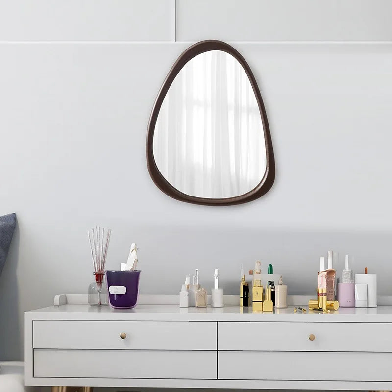 Irregular Wall Mirror, 15 * 10 inch Asymmetrical Wood Mirrors, Small Wall Mirror, Hanging Vertically and Horizontally. Mirrors