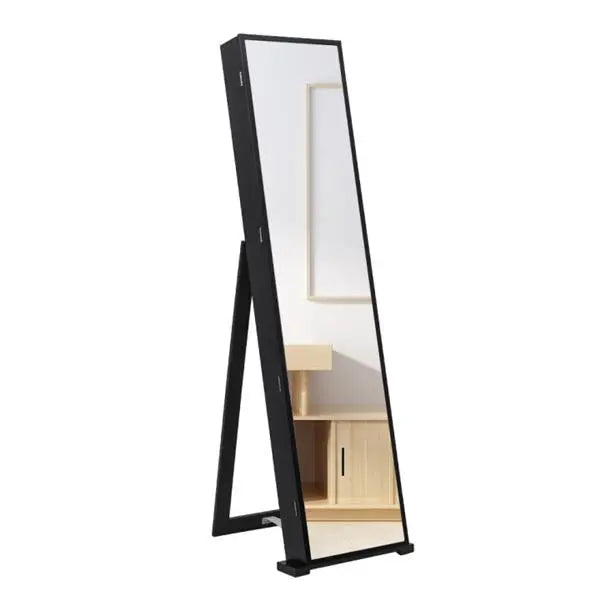 79 Blue Led Jewelry Cabinet, Jewelry Storage Cabinet, Upright Jewelry Cabinet With Long Mirror(Black) qbmgp8-fy