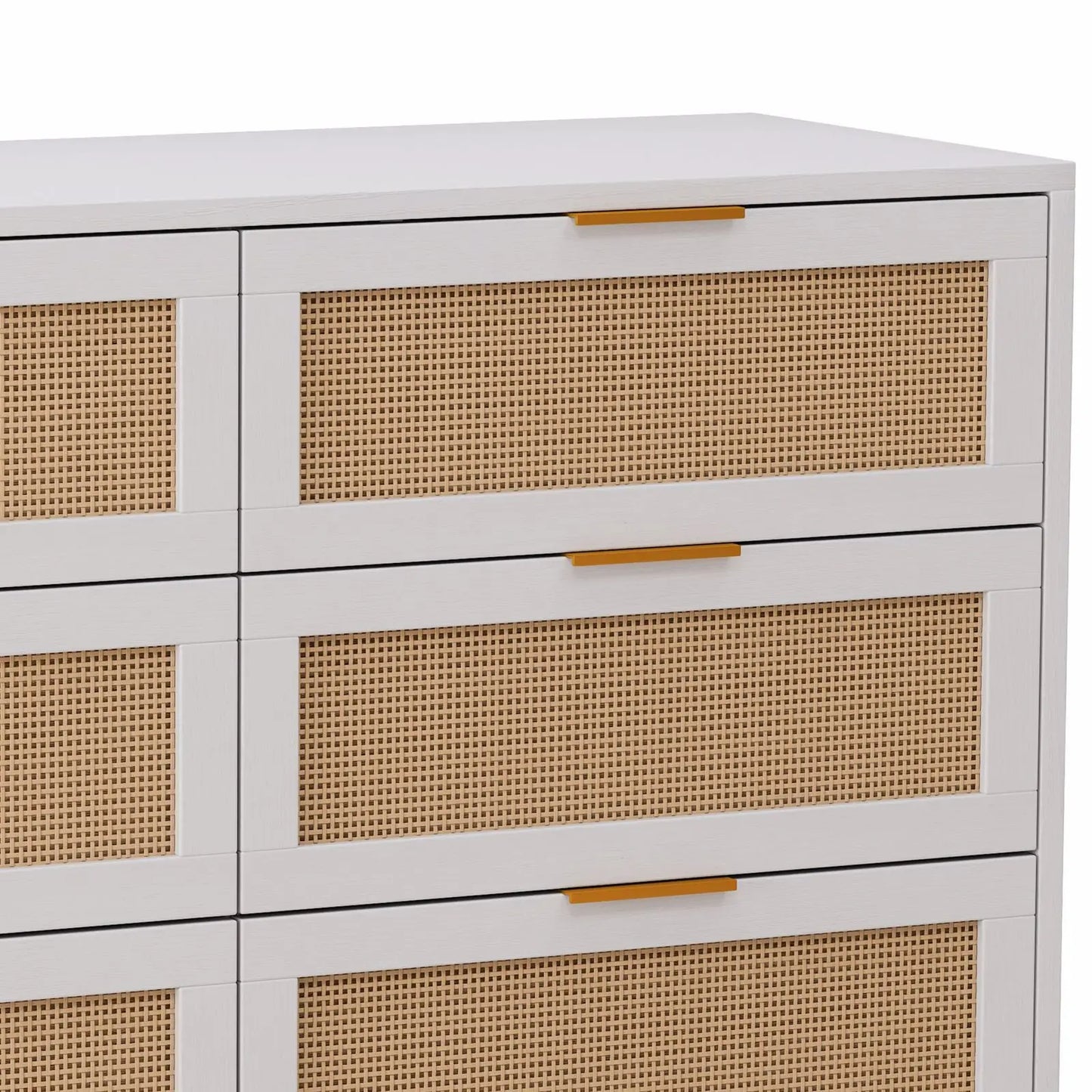 43.31"6-Drawers Rattan Storage Cabinet Rattan Drawer,for Bedroom,Living Room,White qbmgp8-fy