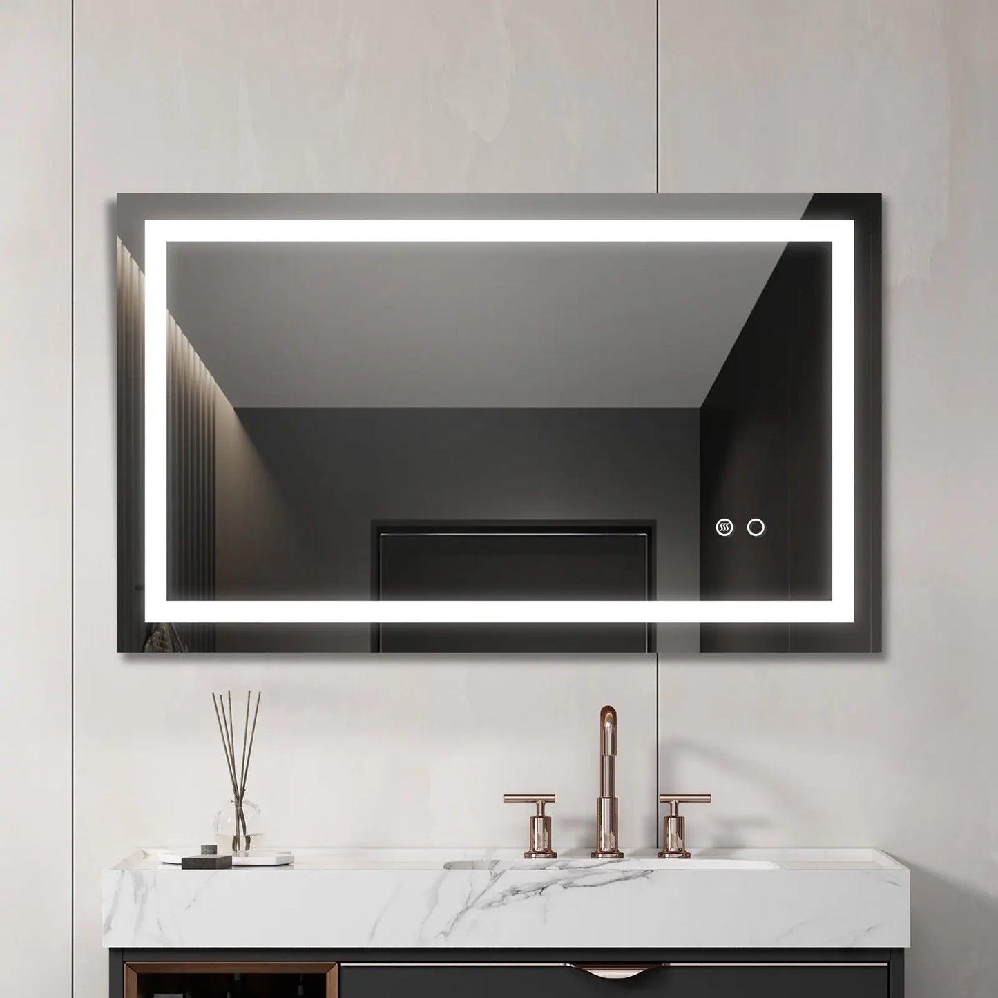 40"*24" LED Lighted Bathroom Wall Mounted Mirror with High Lumen Anti-Fog Separately Control Dimmer Function qbmgp8-fy