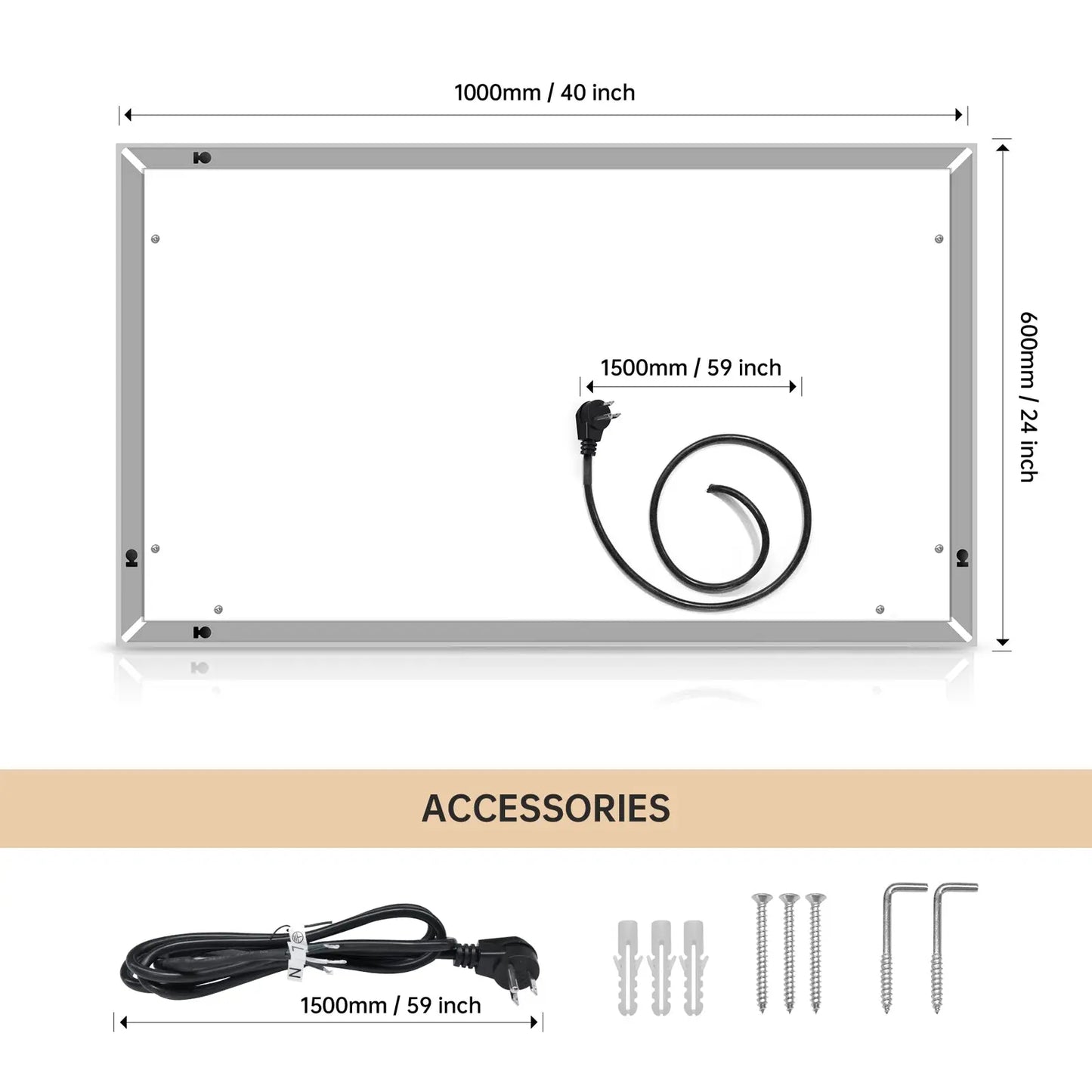40"*24" LED Lighted Bathroom Wall Mounted Mirror with High Lumen Anti-Fog Separately Control Dimmer Function qbmgp8-fy