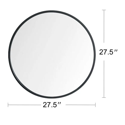 28" Wall Circle Mirror for Bathroom, Black Round Mirror for Wall, 28 inch Hanging Round Mirror for Living Room, Vanity, Bedroom qbmgp8-fy