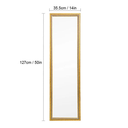 Full Length Mirror Door Mirror Full Body Dressing Mirror Wall Mounted Hanging for Dorm Home, 50"x 14", Gold qbmgp8-fy