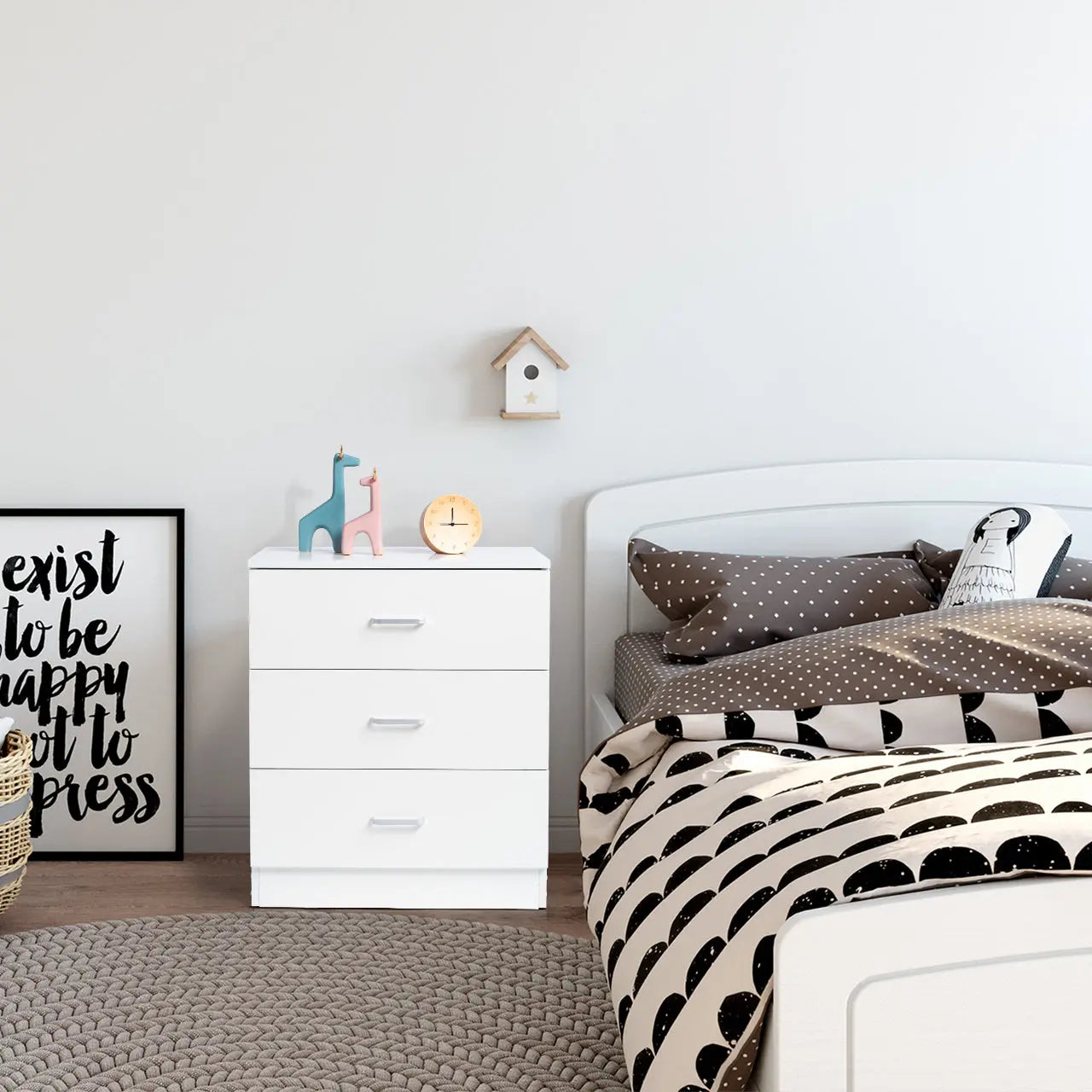 [] Modern Simple 3-Drawer Dresser Chest of Drawers for Family Room Bedroom Living Room Universal Design, White qbmgp8-fy