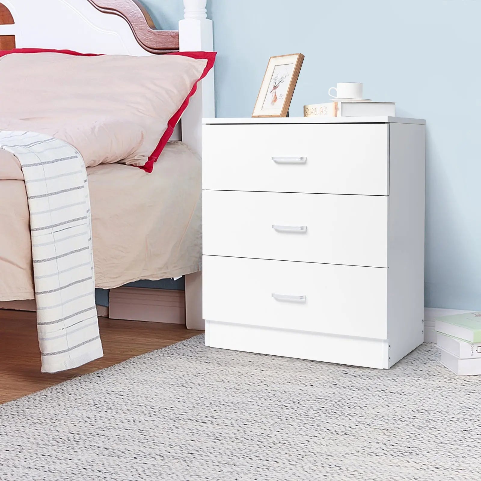 [] Modern Simple 3-Drawer Dresser Chest of Drawers for Family Room Bedroom Living Room Universal Design, White qbmgp8-fy