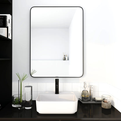 24 x 32 Inch Bathroom Mirror Black Aluminum Frame qbmgp8-fy