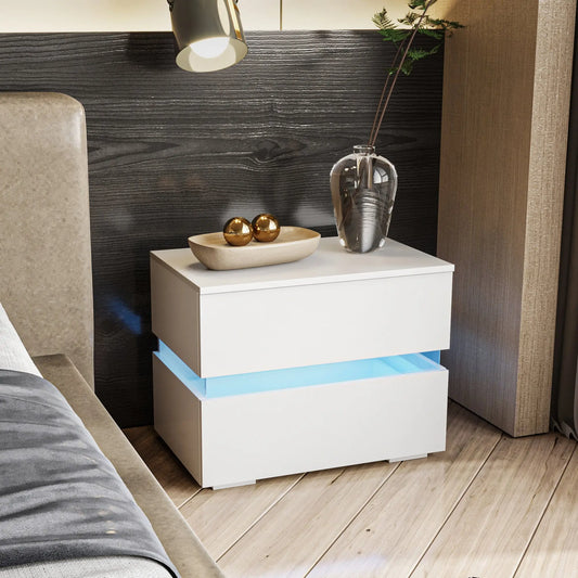 RGB LED Double Side Cabinet Bedside Table White qbmgp8-fy