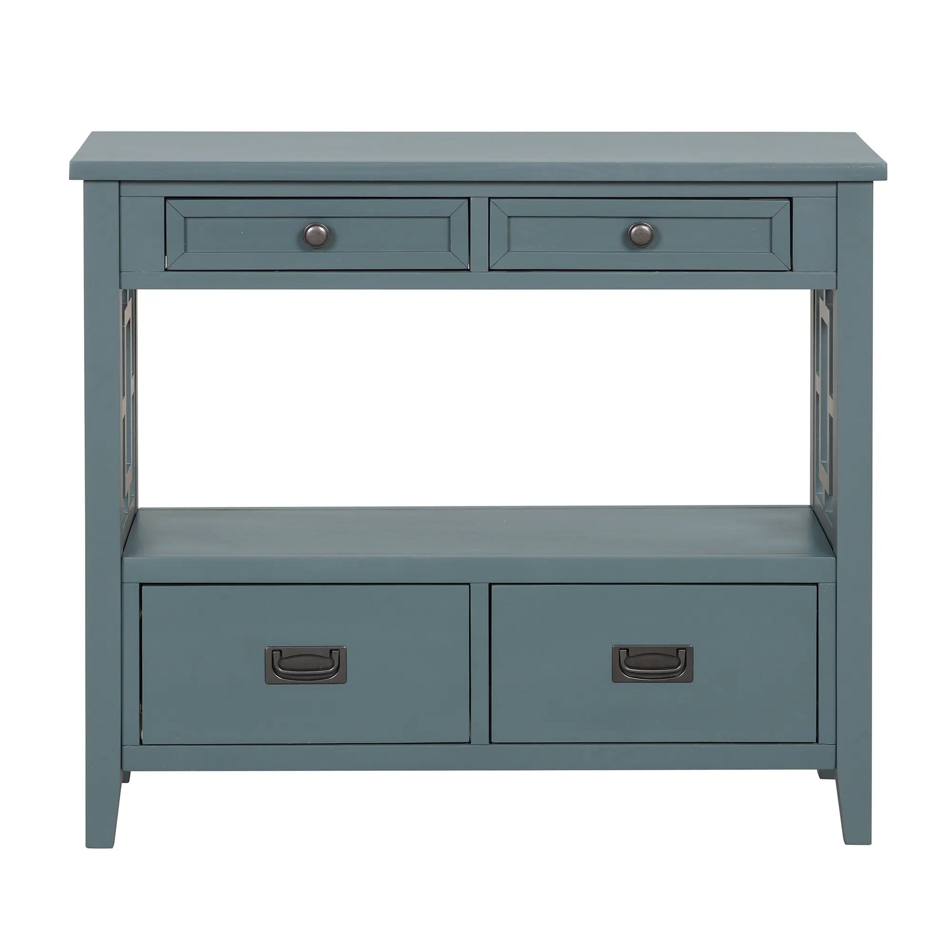36'' Farmhouse Pine Wood Console Table Entry Sofa Table with 4 Drawers & 1 Storage Shelf for Entryway Living Room Bedroom Hallway Kitchen ( Blue) qbmgp8-fy