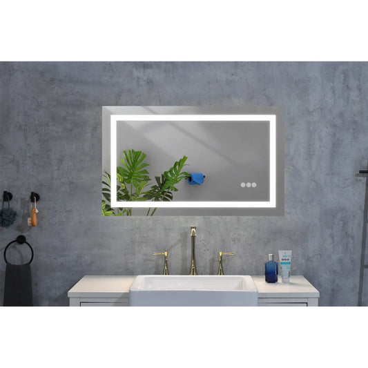 36x24 Inch LED Bathroom Mirror with Frontlit and Backlit, Wall Mounted Vanity Mirror with Smart Touch Button, Anti-Fog, Memory Function, 3 Colors, Stepless Dimmable Makeup Mirror(Horizontal/Vertical) qbmgp8-fy