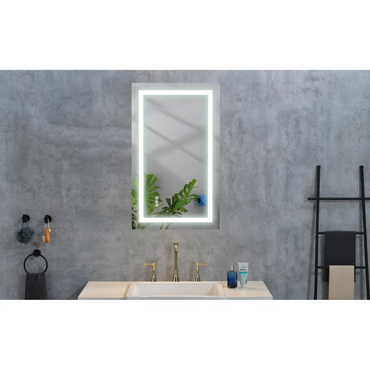 40x24 Inch LED Bathroom Mirror with Frontlit and Backlit, Wall Mounted Vanity Mirror with Smart Touch Button, Anti-Fog, Memory Function, 3 Colors, Stepless Dimmable Makeup Mirror(Horizontal/Vertical) qbmgp8-fy