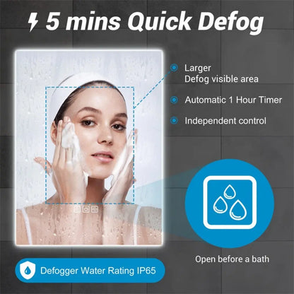 32" x 24" LED Bathroom Mirror Bright Backlight, 5 Mins Defog, Full HD Reflected Wall Mounted ,3 Colors Stepless Dimmable ,Memory Function, Anti-Fog[Unable to ship on weekends, please note that] qbmgp8-fy