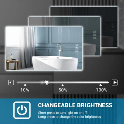 32" x 24" LED Bathroom Mirror Bright Backlight, 5 Mins Defog, Full HD Reflected Wall Mounted ,3 Colors Stepless Dimmable ,Memory Function, Anti-Fog[Unable to ship on weekends, please note that] qbmgp8-fy
