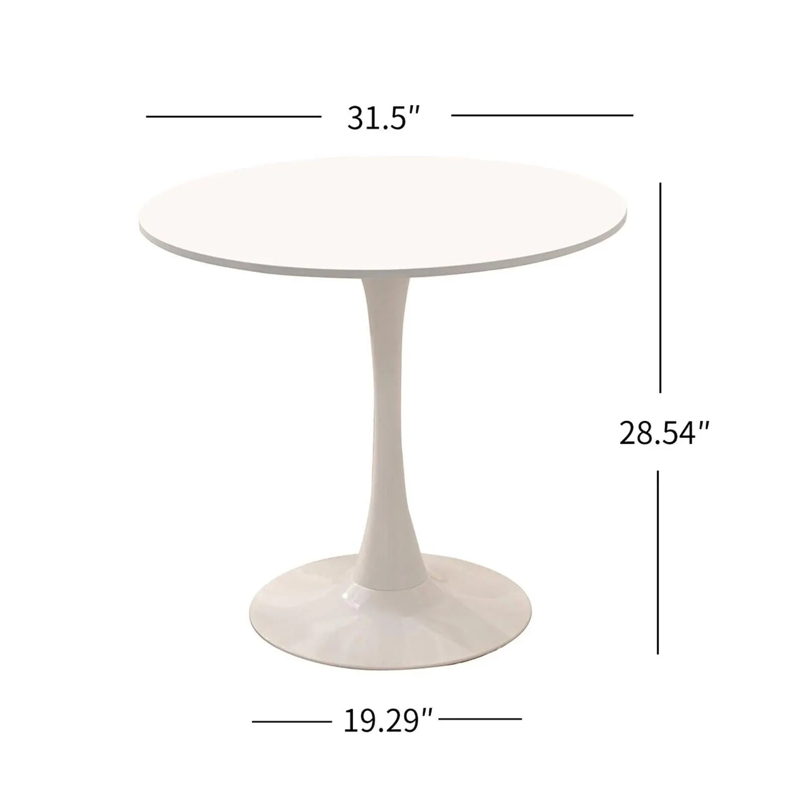 31.5" Round Dining Table, Mid-Century White Tulip Table, Metal Base Pedestal Table for 2-4 Person,Easy Assembled Leisure Coffee Table qbmgp8-fy