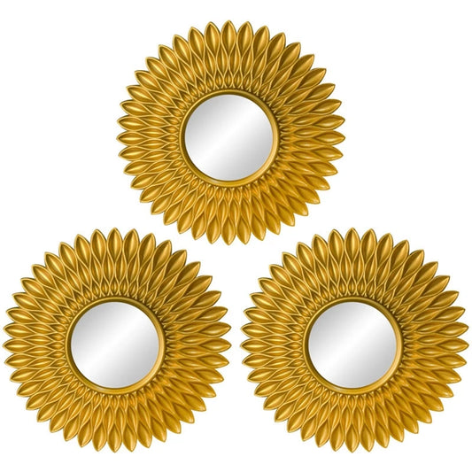 F3KA Gold Mirrors for Wall Decor Set of 3 Hanging Ornament Art Crafts Supplies for Home Bedroom Bathroom Small Round Wall Light