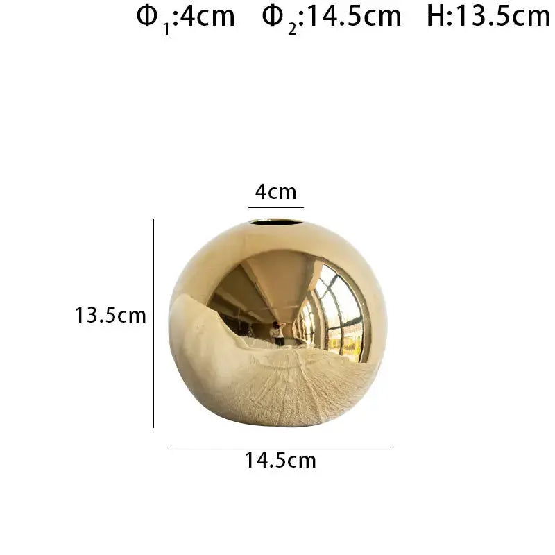 Plating Golden Ball Ceramic Vase Home Decoration Ornaments Crafts  Flower Pot Art Hydroponic Vases Home Decoration Ornament Gift LAVIVA