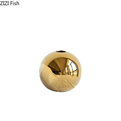 Plating Golden Ball Ceramic Vase Home Decoration Ornaments Crafts  Flower Pot Art Hydroponic Vases Home Decoration Ornament Gift LAVIVA