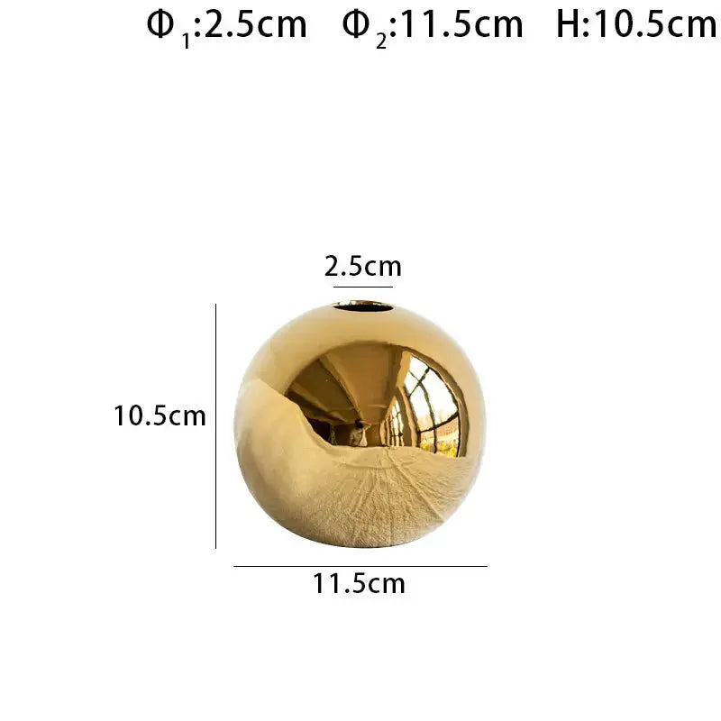 Plating Golden Ball Ceramic Vase Home Decoration Ornaments Crafts  Flower Pot Art Hydroponic Vases Home Decoration Ornament Gift LAVIVA