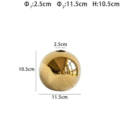 Plating Golden Ball Ceramic Vase Home Decoration Ornaments Crafts  Flower Pot Art Hydroponic Vases Home Decoration Ornament Gift LAVIVA