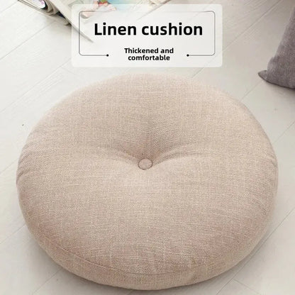 40cm Linen Seat Cushion Soft Cotton Filling Thicken Sofa Balcony Back Pillow Hip Protective Circular Home Office Chair Car Seat LAVIVA