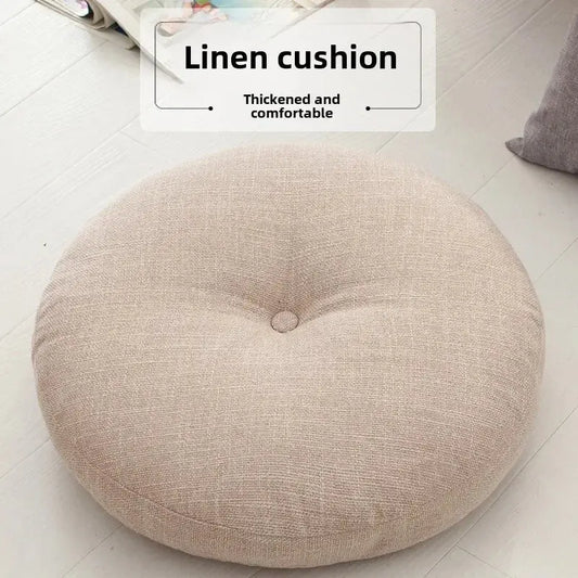 40cm Linen Seat Cushion Soft Cotton Filling Thicken Sofa Balcony Back Pillow Hip Protective Circular Home Office Chair Car Seat LAVIVA
