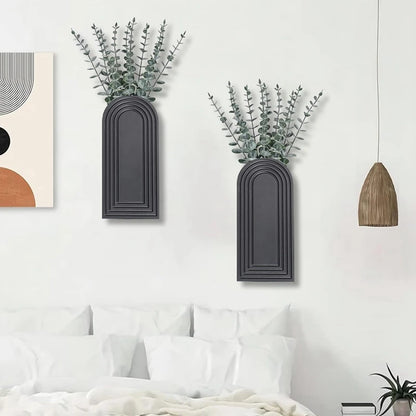2 Pack Wooden Wall Vase Set Modern Farmhouse & Boho Wall Decor For Entryway, Hallway, Bathroom, Living Room, Roomm12k