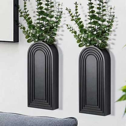 2 Pack Wooden Wall Vase Set Modern Farmhouse & Boho Wall Decor For Entryway, Hallway, Bathroom, Living Room, Roomm12k