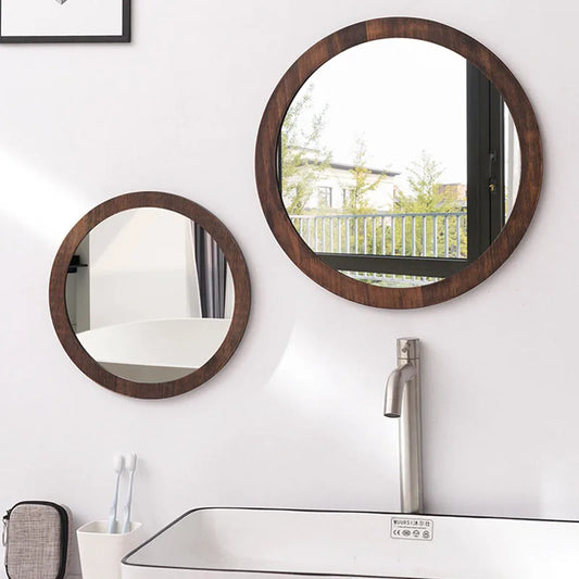 Glass Vanity Mirror Bathroom Wooden Bathroom Mirror Wall-mounted Decorative Mirror Dresser Vanity Mirror Bathroom Supplies