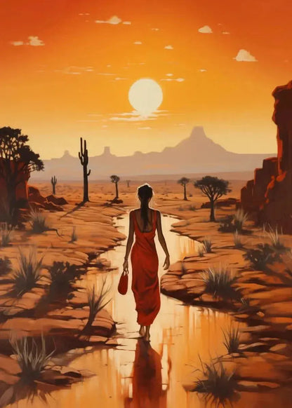African Women with Sun Canvas Painting Wall Art Poster Prints Elegant Female Picture for Living Room Bedroom Cafe Decoration LAVIVA