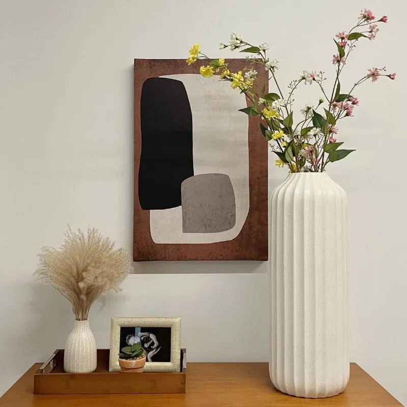 22" Speckled Ribbed Ceramic Floor Vase home decoration