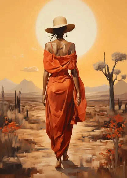 African Women with Sun Canvas Painting Wall Art Poster Prints Elegant Female Picture for Living Room Bedroom Cafe Decoration LAVIVA