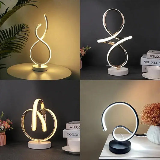 Modern Spiral LED Table Lamp Metal Bedroom Bedside Desk Lights Home Living Study Room Eye Protection Reading Night Lighting LAVIVA