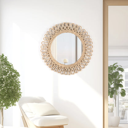 1pc Bohemian circular wall woven decorative Mirror Homestay style wall hanging decoration hotel living room bedroom pendant