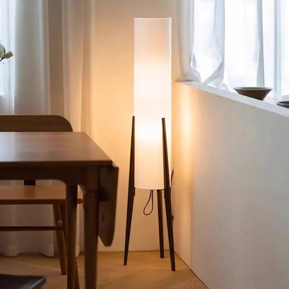 Solid Wood Floor Lamp Living Room Corner Bedroom Floor Lamp Japanese Retro Wabi-sabi Fabric lampshade Art Decor Standing Light LAVIVA
