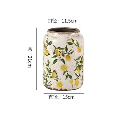 Retro Ceramic Large Vase Lemon Texture Ice Cracked Old Decorative Vase Hydroponic Flower Arrangement Supplies for Home Garden LAVIVA