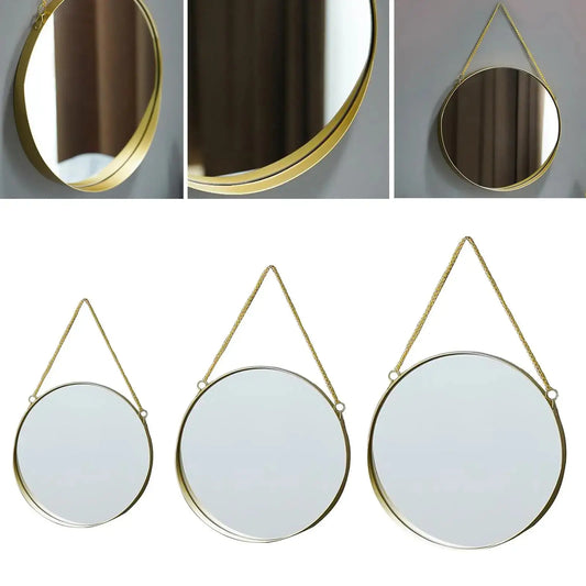 Wall Hanging Mirror Round Wall Mirror for Makeup Dressing Room Golden for Wardrobe LAVIVA