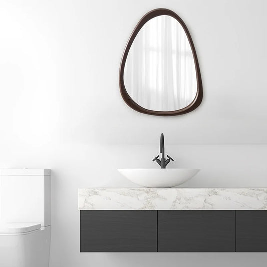  Irregular Wall Mirror, 15 * 10 inch Asymmetrical Wood Mirrors, Small Wall Mirror, Hanging Vertically and Horizontally. Mirrors