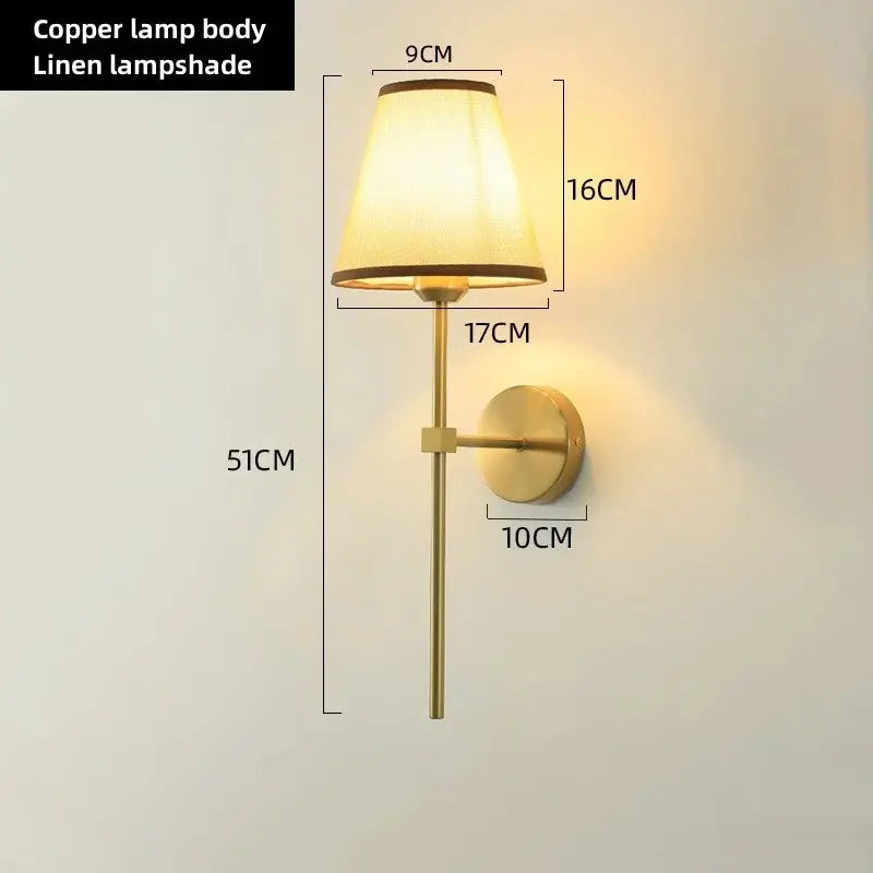 E27 American fabric wall lamp simple hotel room interior decor lighting living room corridor aisle bedroom bedside wall light LAVIVA